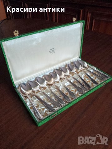 Шведски Prima NS ALP посребрени с печат 12 лъжички за кафе в оригинална кутия, снимка 2 - Други ценни предмети - 40261704
