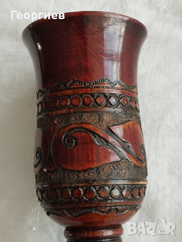 Индийска дървена ваза с дърворезба., снимка 2 - Вази - 39545143