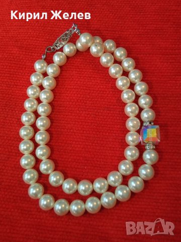 СКЪПОЦЕННО ПЕРЛЕНО КОЛИЕ КУЛТИВИРАНИ ПЕРЛИ с ЮВЕЛИРНО ФАСЕТИРАН ПЛАНИНСКИ КРИСТАЛ 34775, снимка 2 - Колиета, медальони, синджири - 39179663