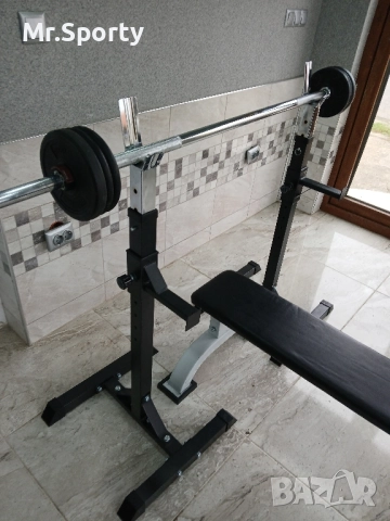 Лежанка с лост и тежести, снимка 4 - Фитнес уреди - 52185105