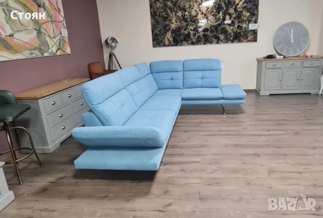ПРОМОЦИЯ!!! Син ъглов диван от плат "DANA", снимка 11 - Дивани и мека мебел - 48633016