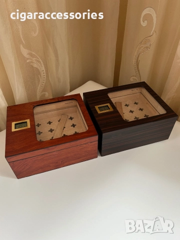 Луксозен хумидор от кедрово дърво с хигрометър – нов, 55 пури