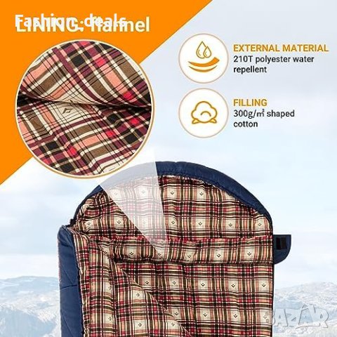 Нов Спален чувал за възрастни 3-4 сезона лек водоустойчив за Туризъм къмпинг, снимка 7 - Други стоки за дома - 42397091