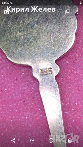 HELGOLAND СТАРА НЕМСКА КОЛЕКЦИОНЕРСКА ЕМАЙЛИРАНА СРЕБЪРНА ЛЪЖИЧКА За КАФЕ СРЕБРО 835 ПРОБА 42988, снимка 3 - Колекции - 44376196