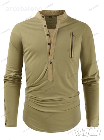 Мъжка тактическа тениска с дълъг ръкав с цип с цветни блокчета и яка Henley, 5цвята , снимка 13 - Тениски - 44624157