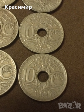 5-10 Сантима Франция 1921 г., снимка 14 - Нумизматика и бонистика - 51883153