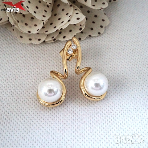 Обеци с 14К златно покритие 2141863