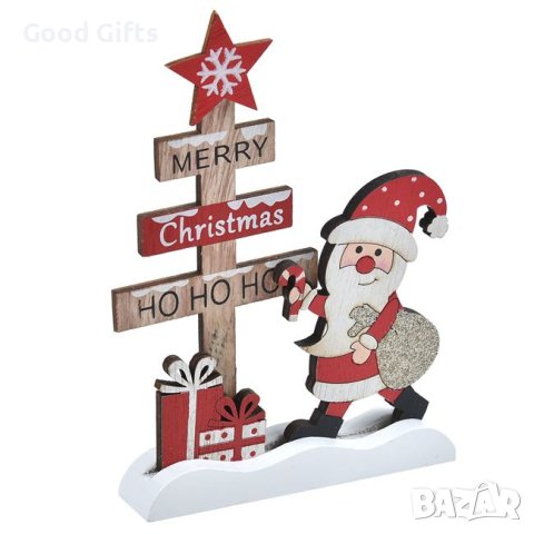 3 броя Дървени коледни фигурки за Коледна украса, Дядо Коледа, Снежен човвек и Елен, снимка 7 - Декорация за дома - 42704460