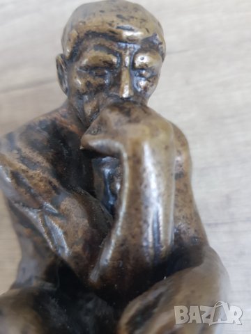 Стара бронзова фигура "Мислителят", снимка 12 - Антикварни и старинни предмети - 42417049