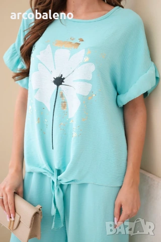 Дамски комплект от вискоза с щампована блуза и панталон, 11цвята , снимка 5 - Комплекти - 53863336