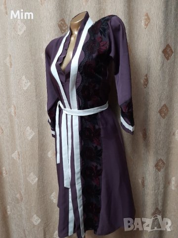 М Халат с дълъг ръкав в лилаво , снимка 6 - Нощници - 39099325