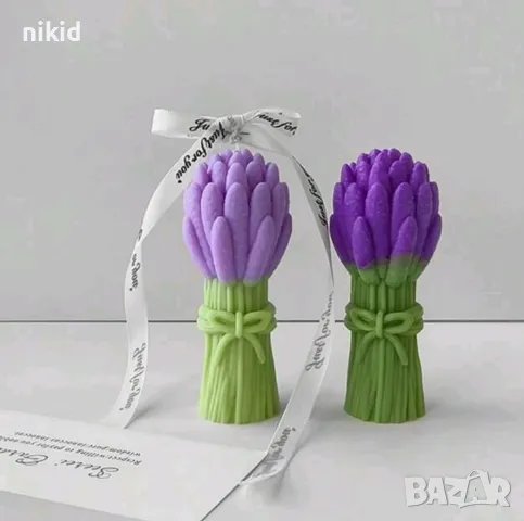 3D Висок букет Лавандула цветя силиконов молд форма смола гипс шоколад свещ, снимка 4 - Форми - 49579563