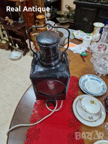 Голям антикварен немски вагонен ЖП фенер , снимка 2 - Антикварни и старинни предмети - 42634956