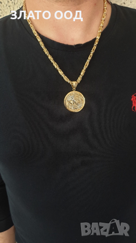 Златен медальон СВЕТИ ГЕОРГИ, снимка 4 - Колиета, медальони, синджири - 36144125