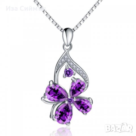 Сребърни колиета с аметисти - 4 броя, снимка 4 - Колиета, медальони, синджири - 34254094