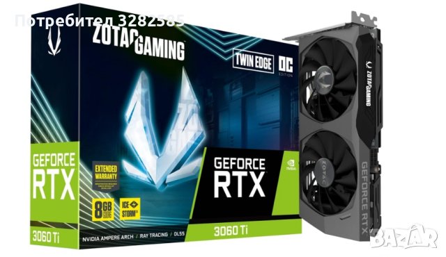 Видеокарта Nvidia ZOTAC GAMING GeForce RTX 3060 Ti Twin Edge OC - 8GB GDDR6 Memory, снимка 1