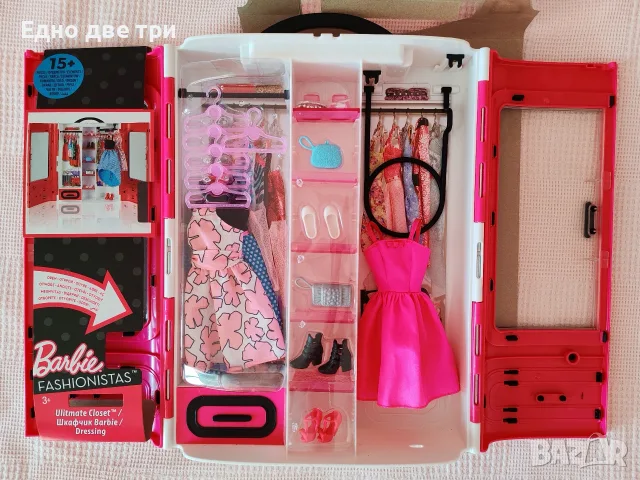 Кукла Barbie фризьорски салон, приказна коса, на къмпинг и Голям гардероб , снимка 12 - Кукли - 56084666