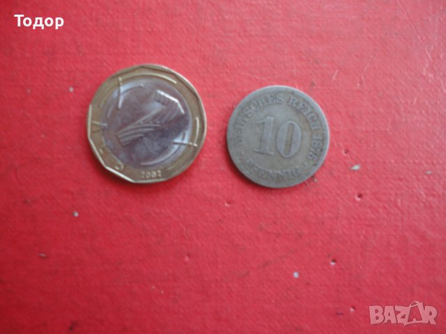 10 пфенинг  1875 Г стара монета Германия , снимка 1 - Нумизматика и бонистика - 41688101