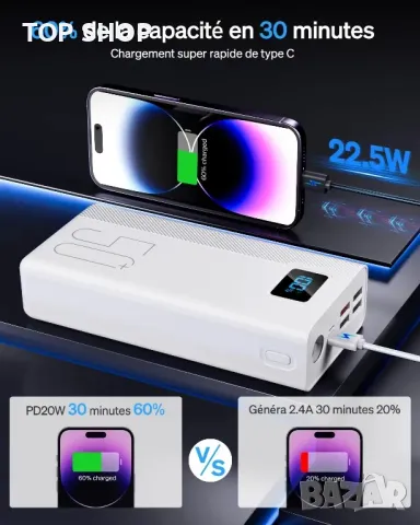 Powerbank 50 000 mAh Преносимо зарядно устройство 22,5 W бързо зареждаща се външна батерия, снимка 4 - Външни батерии - 49049728