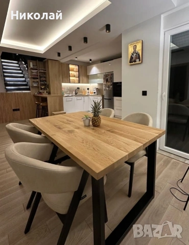 трапезна маса масив дъб с метални крака , снимка 16 - Маси - 53541444