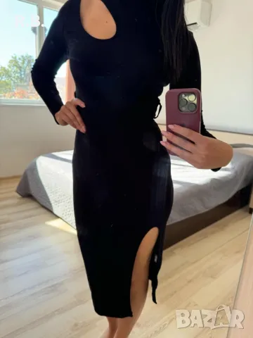 Черна елегантна рокля, М размер, снимка 5 - Рокли - 47740057