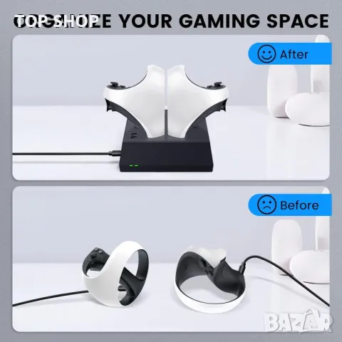 Зареждаща докинг станция за PS VR2 контролер,Sense контролер с LED светлина, снимка 4 - Слушалки и портативни колонки - 49157157