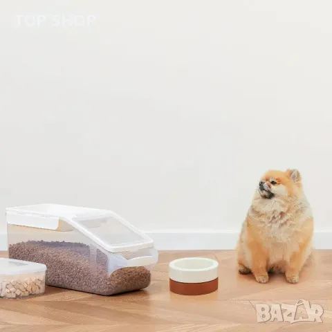 Citylife Контейнер за съхранение на храна за домашни любимци, с колелца и чаша, херметичен, бял, L, снимка 5 - За кучета - 49500315