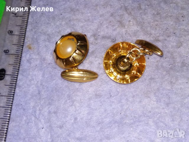 СТАРИННИ ПОЗЛАТЕНИ МЕДНИ ПЕРЛЕНИ БУТОНЕЛИ РЕТРО КОПЧЕТА за РЪКАВЕЛИ 38472, снимка 7 - Антикварни и старинни предмети - 41483763