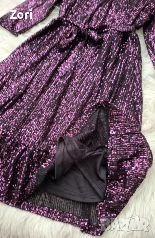 РАЗКОШНА рокля, цялата в лилави пайети, снимка 6 - Рокли - 52531264