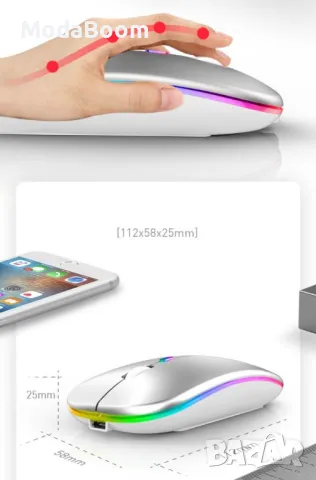 Безжична Bluetooth мишка в няколко цвята MS6 BT+2.4G Цвят: Бял , Черен, Розов!, снимка 4 - Клавиатури и мишки - 48063606