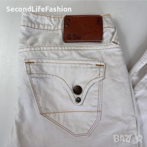 Дамски памучни дънки G-Star Raw 3301 къси с прави крачоли размер 29, снимка 4 - Дънки - 53726351