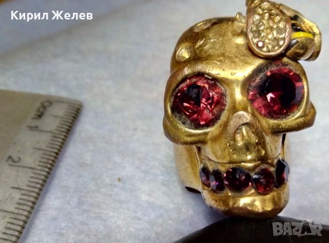 СТАР НЕО ГОТИК СТИЛ ПОЗЛАТЕН МЕДЕН ПРЪСТЕН ИНКРУСТИРАН с КАМЪНИ АМЕТИСТ и ЕМАЙЛ 40404, снимка 4 - Антикварни и старинни предмети - 51255525