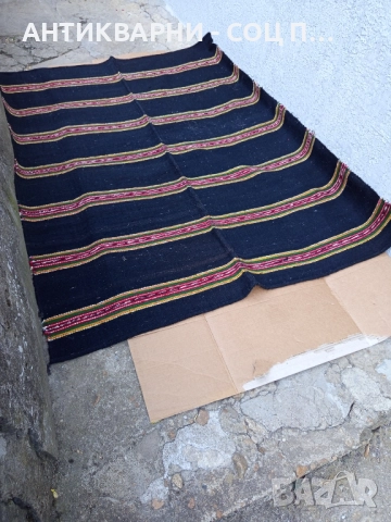 Стара Автентична Ръчно Тъкана Двустранна Черга Покривало За Легло 200см,/ 150см., снимка 2 - Антикварни и старинни предмети - 51738249