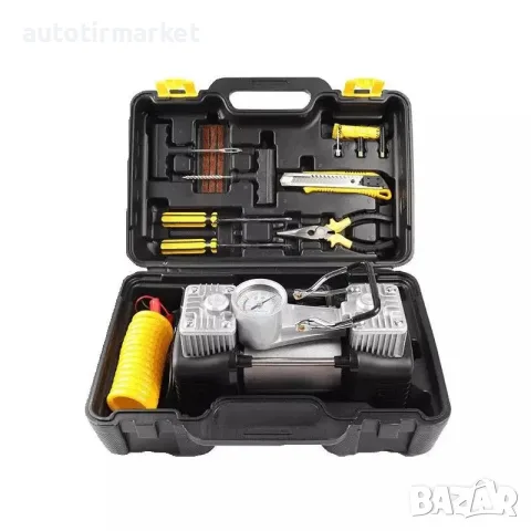 Двуцилиндров компресор за гуми 12V, 150 PSI, 55 л – NA618, снимка 6 - Аксесоари и консумативи - 56054227