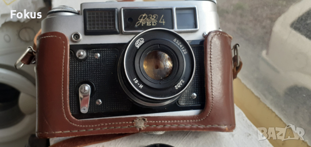 Стар механичен съветски фотоапарат Фед 4 с кожен калъф, снимка 2 - Антикварни и старинни предмети - 44827241