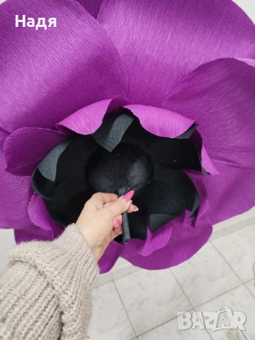 Огромно цвете от креп хартия за украса,фотосесия,подарък, снимка 2 - Декорация - 53033625