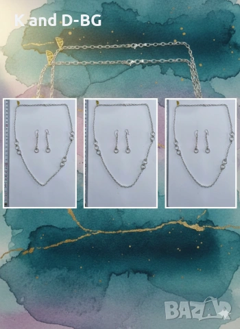 Сребърен Комплект проба 925, снимка 8 - Колиета, медальони, синджири - 53522255