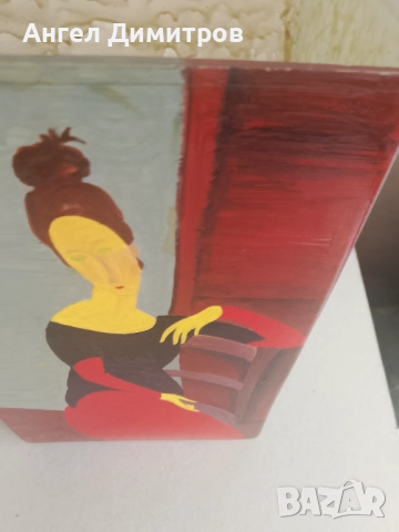 Маслена картина в стил Пикасо стъклена ваза , снимка 2 - Картини - 51719959