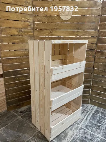 Дървен стелаж за плод и зеленчук шкаф/ витрина