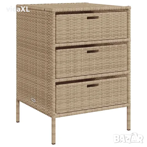 vidaXL Градински шкаф за съхранение бежов 55x59x80 см полиратан