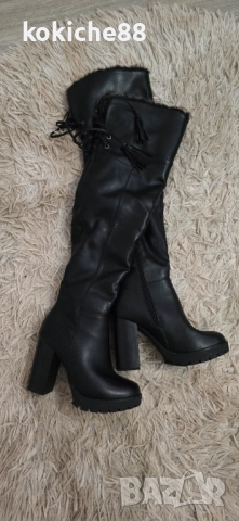 Кожени чизми на ток, снимка 3 - Дамски ботуши - 52891850