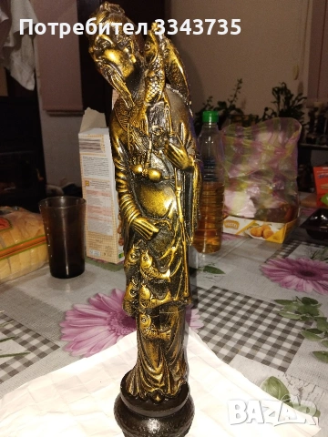 Китайска статуетка,изобразяваща рибар,често свързана с добър късмет., снимка 2 - Колекции - 53194359