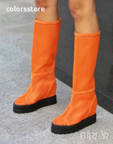 Летни ботуши - оранжеви с черно ходило - BL650, снимка 3 - Дамски ботуши - 41702259