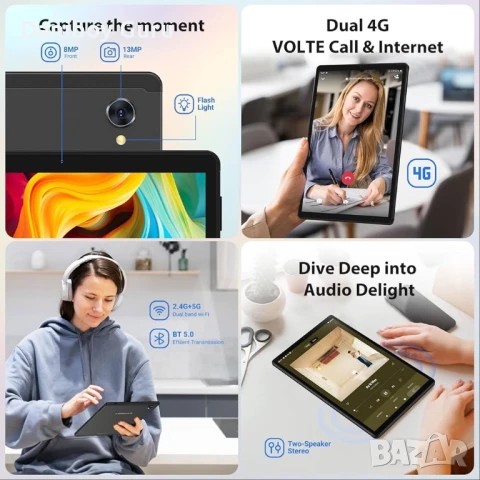 Таблет FLYCOAY 10.4" 2K, 4G LTE+5G WiFi, 36GB RAM+256GB ROM (разширяема до 2TB), Android 14, осемядр, снимка 6 - Таблети - 51120054