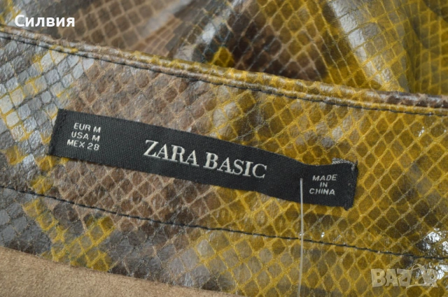 Нова дълга змийска лъскава кожена пола "Zara" / "Зара", размер , снимка 3 - Поли - 53364520