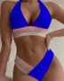 Моден дамски бански костюм с цветни блокчета и ленти, 5цвята , снимка 11