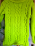 Неон жълт пуловер-ръчно плетиво-коледна оферта , снимка 2