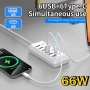 12-портово зарядно устройство за бързо зареждане, 66W, 6 USB + 6 Type C порта, 100 см кабел, снимка 6