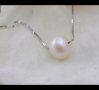 Ослепително колие от бели естествени перли,8мм, снимка 2