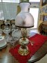 Уникална антикварна белгийска нощна лампа бронз и цветен мрамор , снимка 3